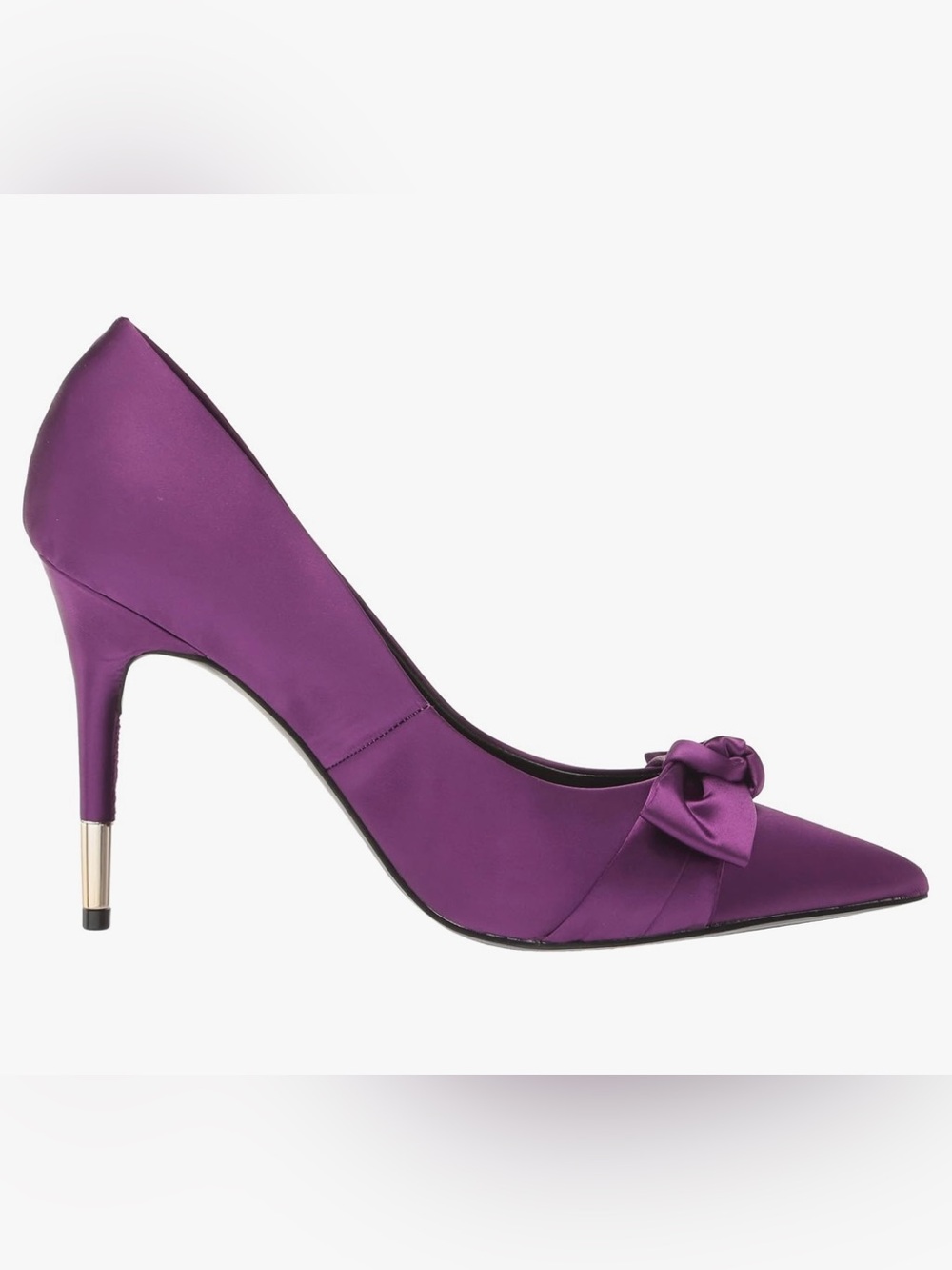 NWT Woman’s Nine West Purple Pointed-Toe Satin Pumps with Bow - Picture 4 of 11